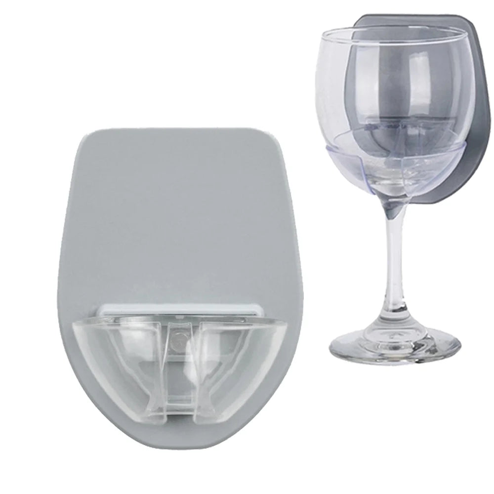 Bathroom Wine Glass Holder - Shelf Rack for Bath and Shower Accessories, Home Organizer for Red Wine Cups, Boat-Style Storage Shelves