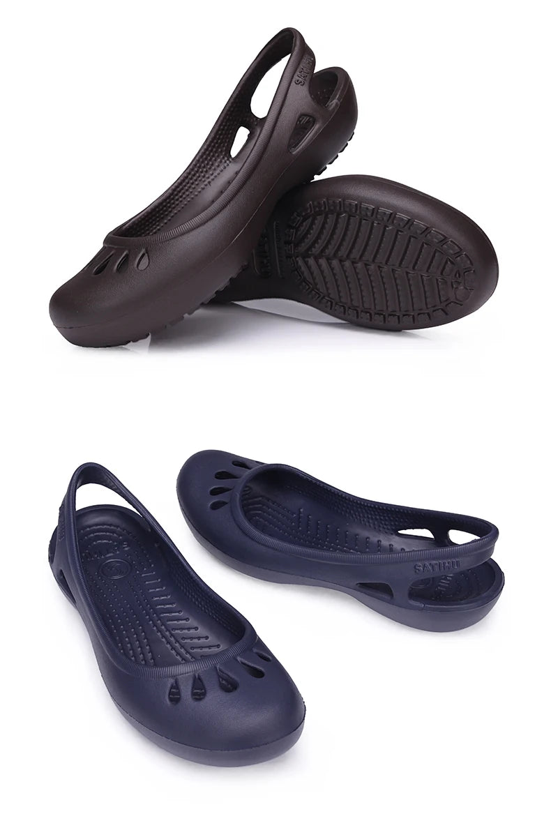 RYAMAG Women’s Clogs Jelly Sandals – Non-Slip Summer Hole Shoes, Waterproof EVA Flat Slippers for Home & Garden