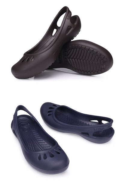 RYAMAG Women’s Clogs Jelly Sandals – Non-Slip Summer Hole Shoes, Waterproof EVA Flat Slippers for Home & Garden