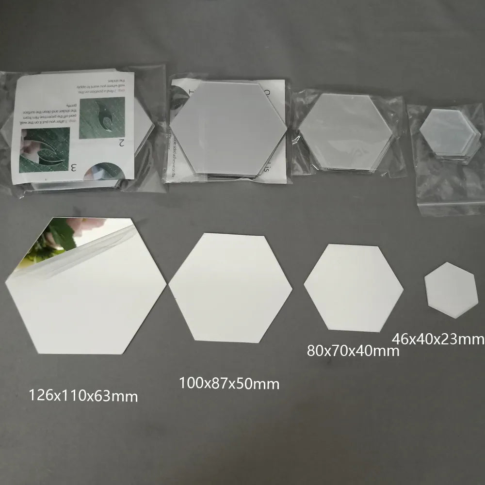 Hexagon Acrylic Mirror Wall Stickers - 6/12Pcs DIY Removable Decorative Decals for Home Decor