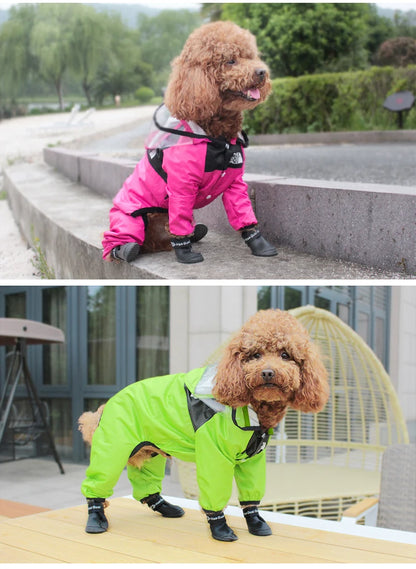 Waterproof Dog Raincoat – Dog Face Jumpsuit, Water-Resistant Jacket for Dogs, Pet Coat for All Weather