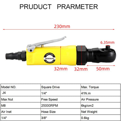 Pneumatic Air Ratchet Wrench — Adjustable Torque Spanner with Square Drive Straight Shank, Professional Tool 1/4", 3/8", 1/2"