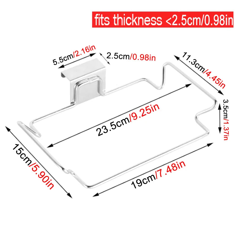 Stainless Steel Kitchen Trash Rack - Cabinet Door Garbage Bags Holder for Convenient Garbage Storage
