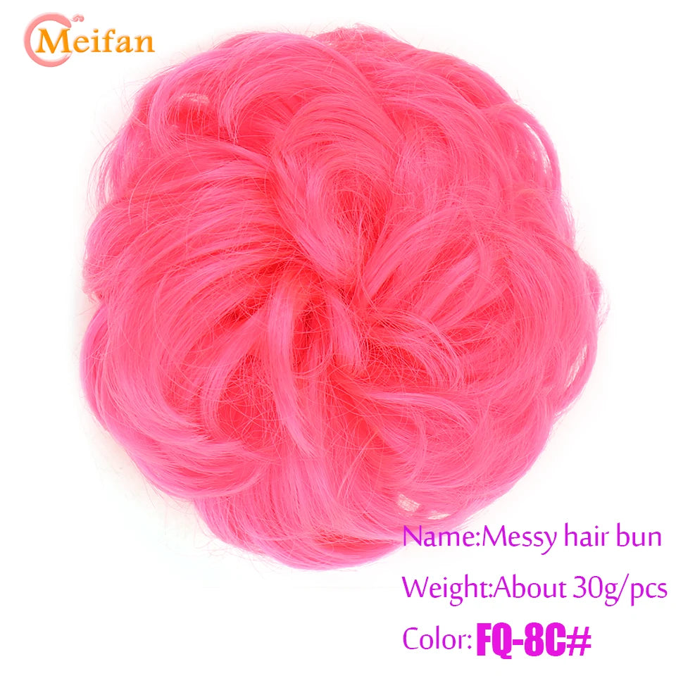 MEIFAN Synthetic Chignon Hair Bun – Elastic Rubber Band Clip-In Updo Ponytail Hair Extension for Women