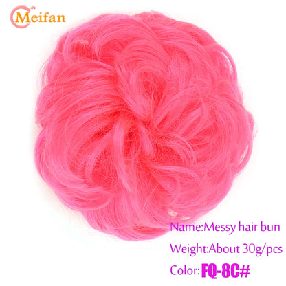 MEIFAN Synthetic Chignon Hair Bun – Elastic Rubber Band Clip-In Updo Ponytail Hair Extension for Women