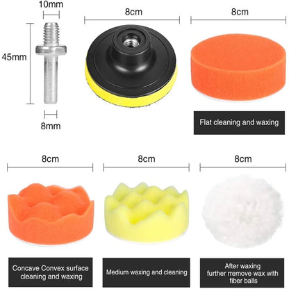Car Polishing Sponge Pads Kit – Foam Buffer Waxing Pads for Scratch Removal, Auto & Motorcycle Paint Polishing and Detailing Tool Kit