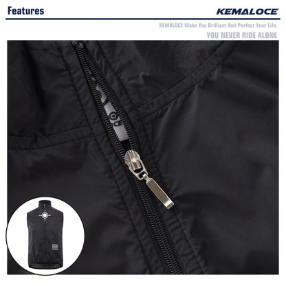 KEMALOCE 2023 Cycling Vest - Navy Blue Windproof Sleeveless Bicycle Gilet, Lightweight MTB Sports Wind Vest for Men