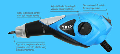 13W Electric Engraving Pen Tool – Etcher with Carbide Tips & Stencils for Wood, Metal, Glass, Plastic & Craft Work