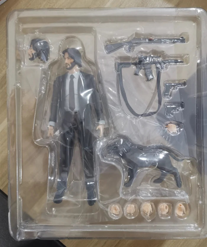Mafex 085 John Wick Action Figure — PVC Collectible with Dogs, Moveable Joints Toy