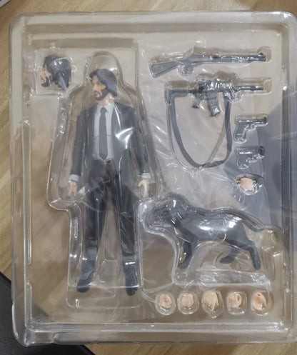 Mafex 085 John Wick Action Figure — PVC Collectible with Dogs, Moveable Joints Toy