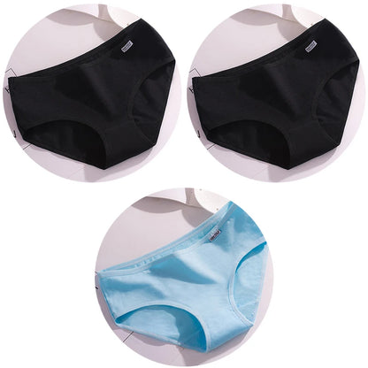 Women’s Cotton Underwear - Candy Color Mid-Waist Breathable Plus Size Briefs