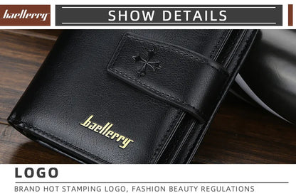 New Business Men’s Wallet — High-Quality PU Leather Zipper Card & Coin Holder, Vintage Male Purse