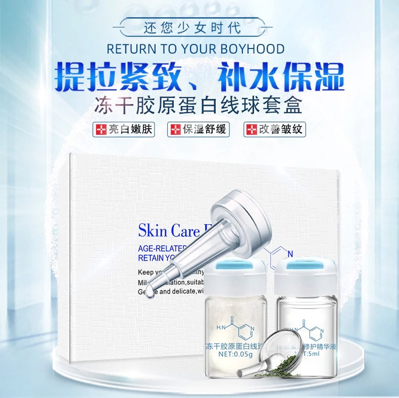 Korea Facial Hydrolyzed Silk Protein Collagen Serum – Moisturizing, Hydrating, Lifting, and Firming Essence for Fine Lines & Skincare