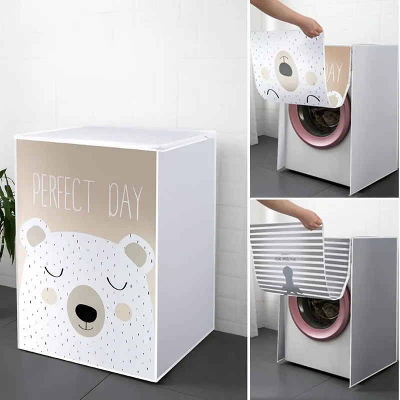 Cute Cartoon Drum Washing Machine Cover - Waterproof and Dustproof, Household Dryer Dust Cover, Clean Protection 2#