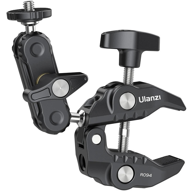 Ulanzi R094 Metal Super Clamp with 360° Ball Head Magic Arm, 1/4" & 3/8" Holes for DSLR Camera, Monitor, Light, Mic, and Rod Mount