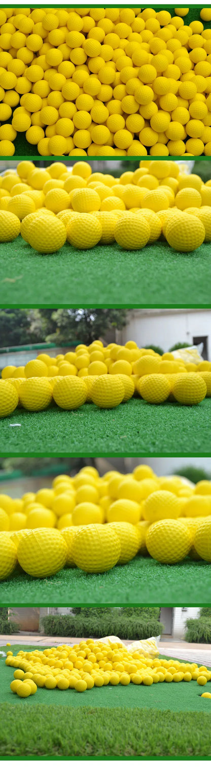 10pcs Yellow PU Foam Golf Balls – Sponge Elastic Indoor & Outdoor Practice Training Balls