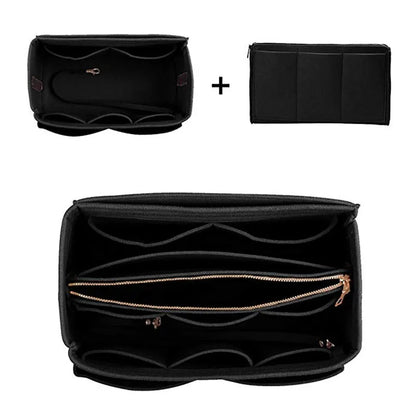 HHYUKIMI Felt Makeup Organizer Insert Bag – Portable Travel Cosmetic Handbag Purse Organizer for Various Brand Bags
