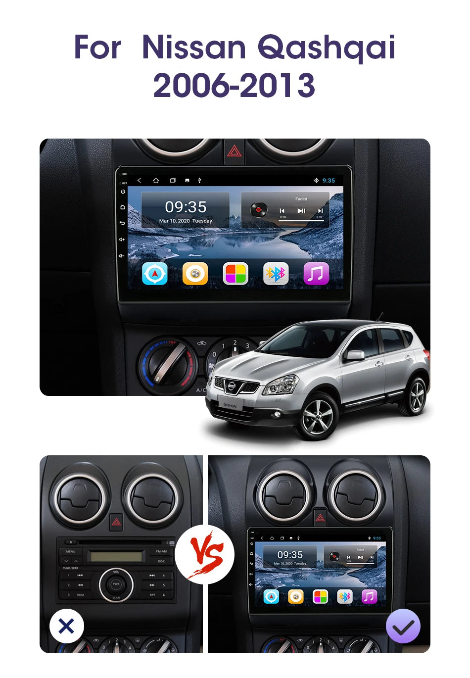 Srnubi 2DIN Car Radio Android 12 – Universal 7"/9" CarPlay Multimedia Player for Nissan, Honda, Toyota, Lada, Volkswagen, Hyundai