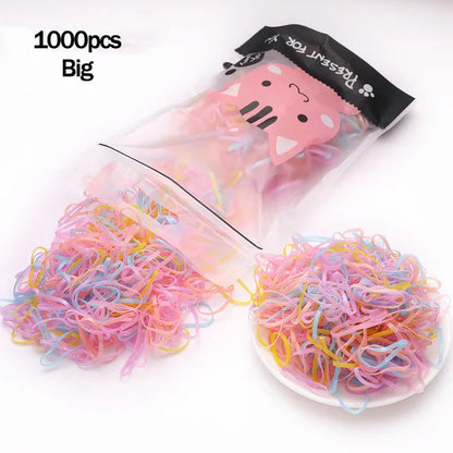 1000pcs Colorful Disposable Rubber Hair Bands for Girls – Small Ponytail Scrunchies, Fashion Hair Accessories Pack