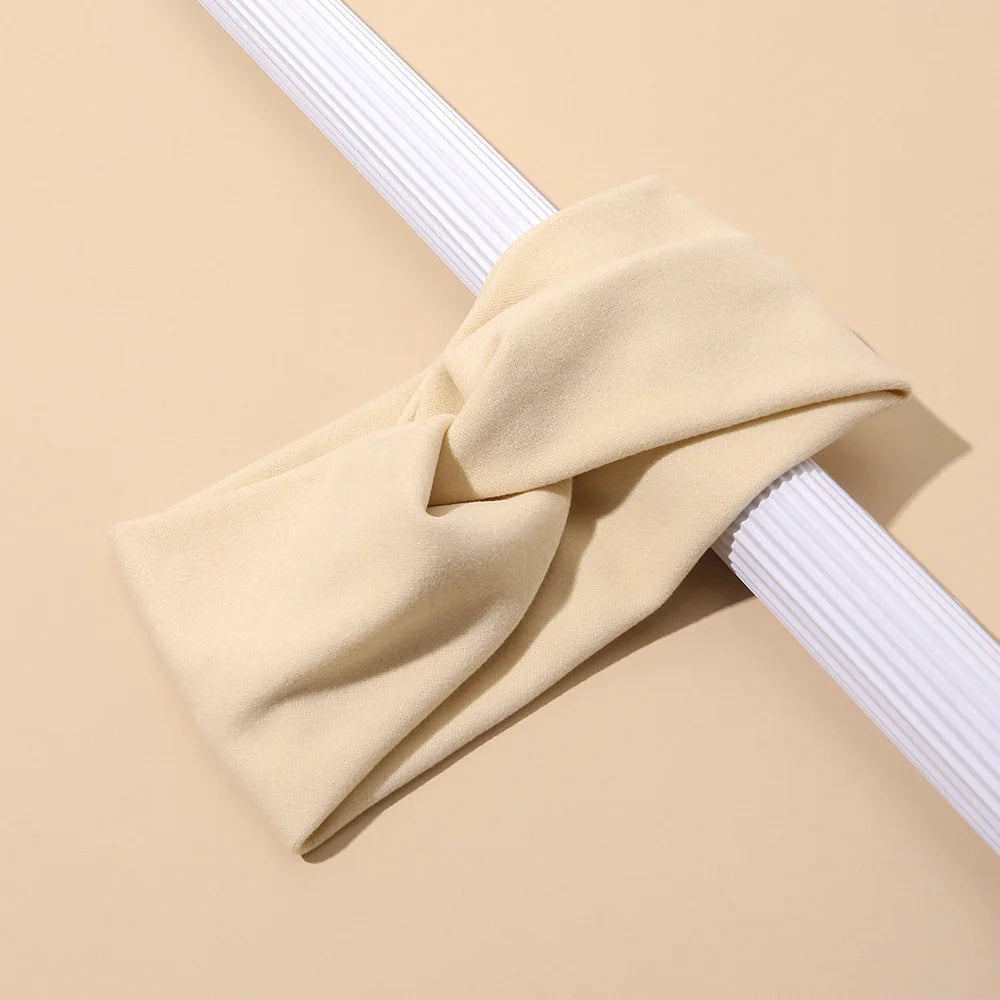 Women’s Elegant Solid Cross Woolen Elastic Headband – Thickened Warm Fashion Hairband Turban Bandana for Outdoor Casual Wear