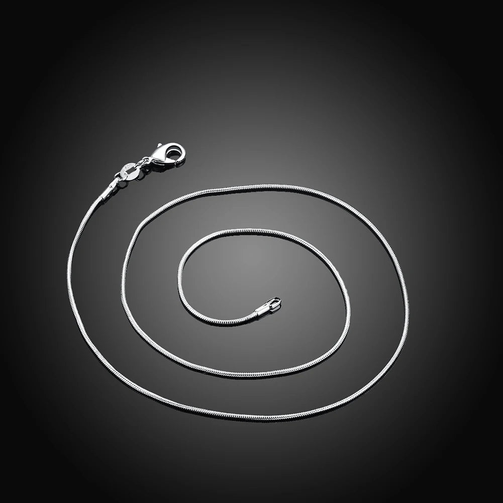 10PCS 925 Sterling Silver Snake Chain Necklaces — 1mm, 16–30 Inch for Women & Men, Fashion Jewelry