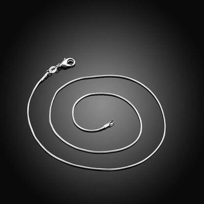 10PCS 925 Sterling Silver Snake Chain Necklaces — 1mm, 16–30 Inch for Women & Men, Fashion Jewelry