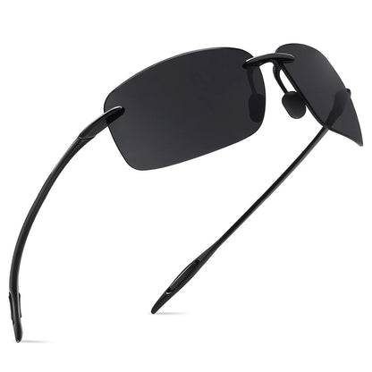 JULI The Matrix Classic Sports Rimless Sunglasses for Men - Orange Rectangle Ultralight Frame, UV400 Protection Driving Eyewear (MJ8009)