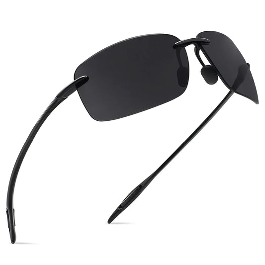 JULI The Matrix Classic Sports Rimless Sunglasses for Men - Orange Rectangle Ultralight Frame, UV400 Protection Driving Eyewear (MJ8009)