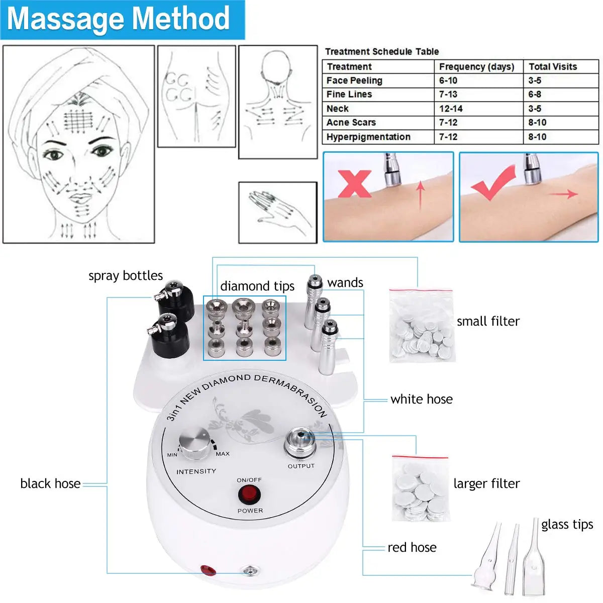 AOKO 3-in-1 Diamond Microdermabrasion Machine – Vacuum Suction & Water Spray Tool for Facial Moisturizing & Skin Exfoliation