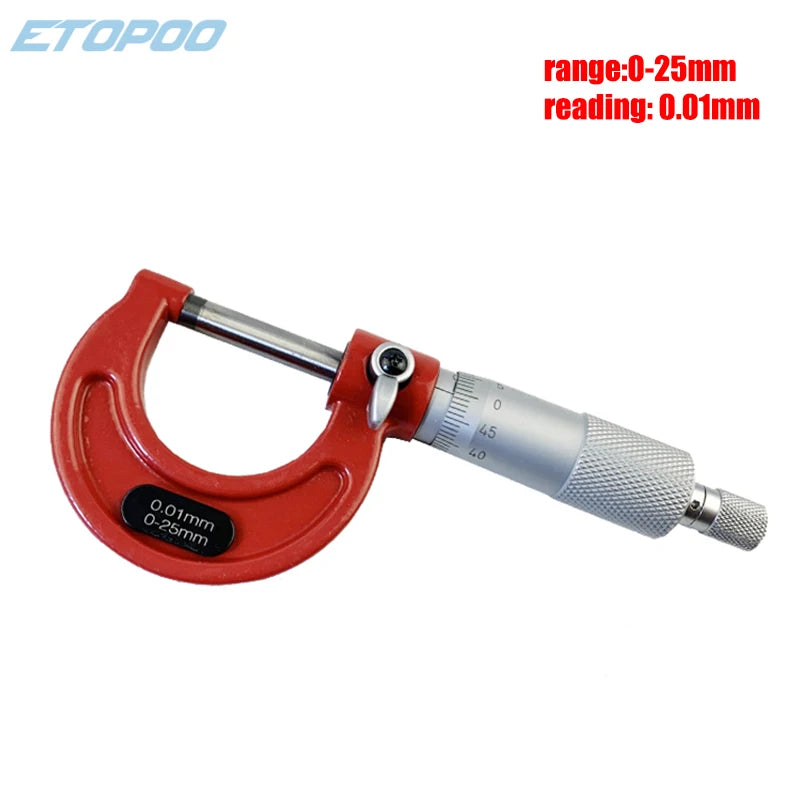 Outside Micrometer Set 0–100mm (4-Piece) — 0.01mm Graduation, Ratchet Stop with Standards