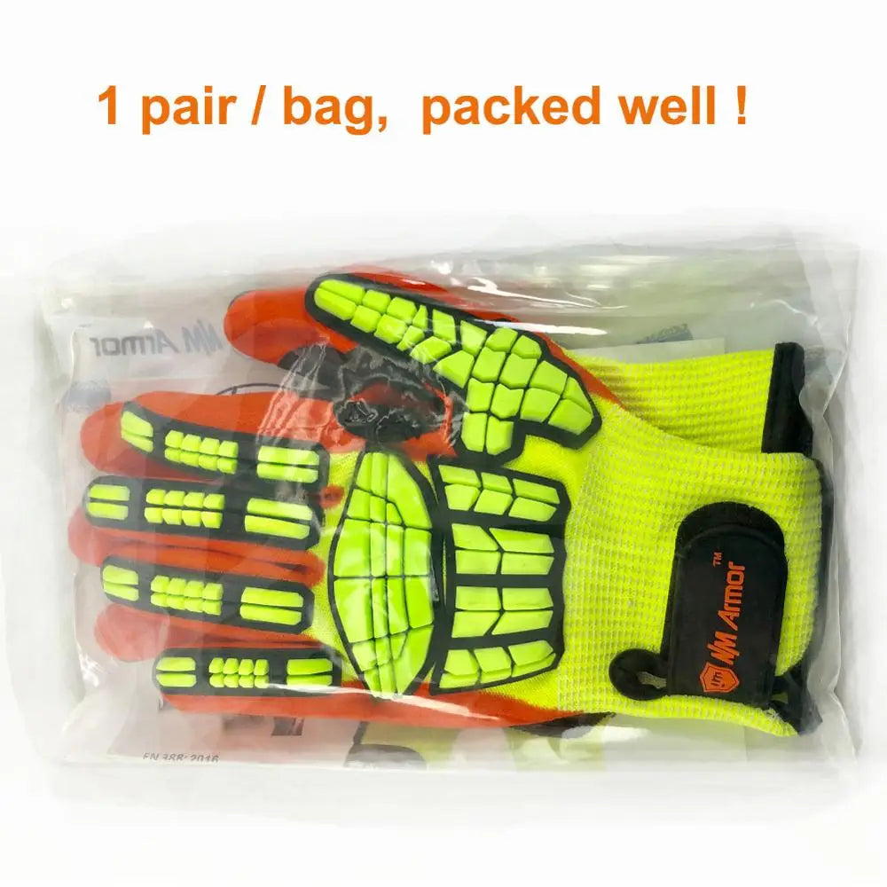 NMSafety Anti-Vibration Work Gloves - Cut-Resistant Oil-Proof Nitrile Dipped Palm Protective Gloves