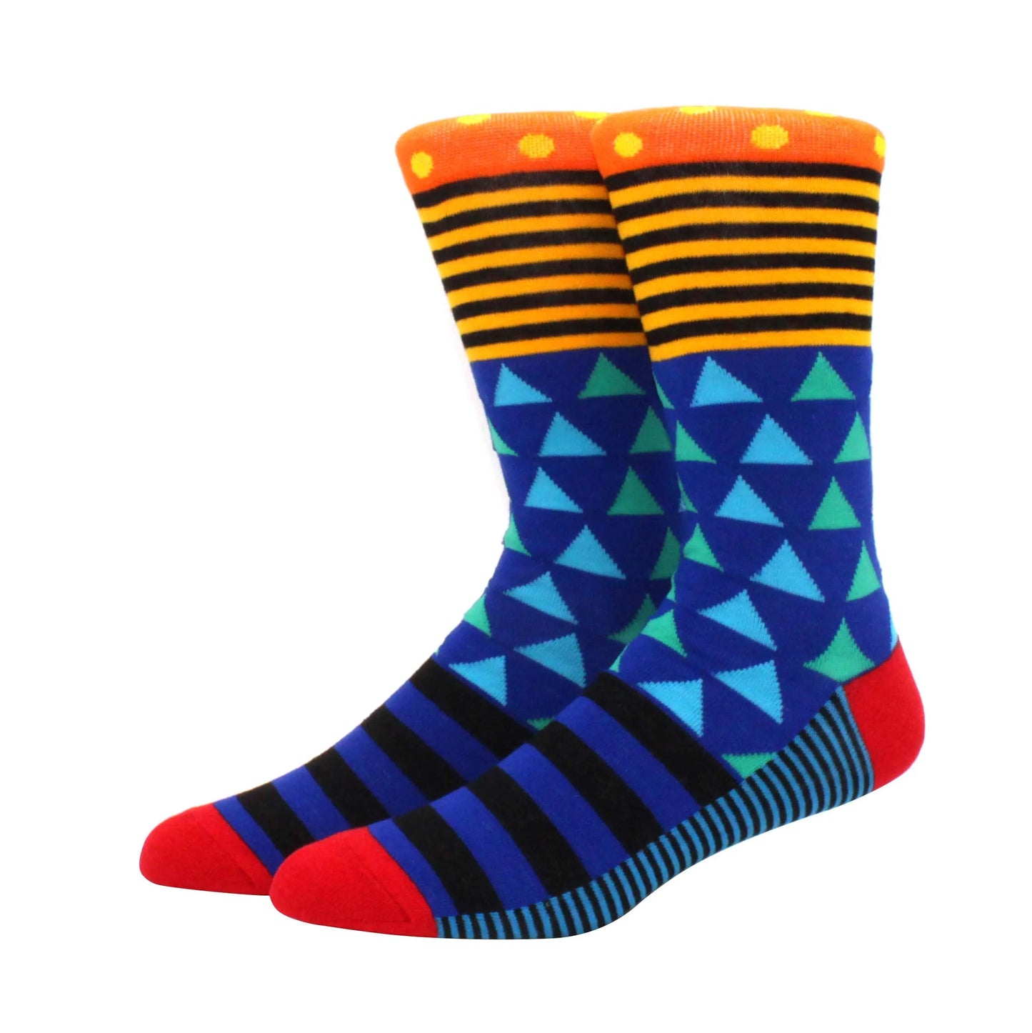 Men’s Funny Argyle Diamond Pattern Cotton Socks – Large Size 3D Geometric Crew Tube Socks, Combed Cotton Casual Novelty Socks