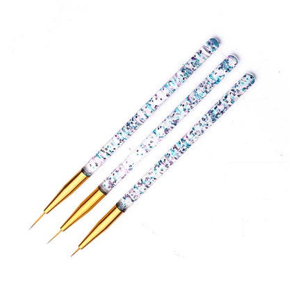 3PCS Acrylic French Nail Art Painting Pens - Slim Line Drawing Brushes for 3D Tips, UV Gel & Manicure Designs