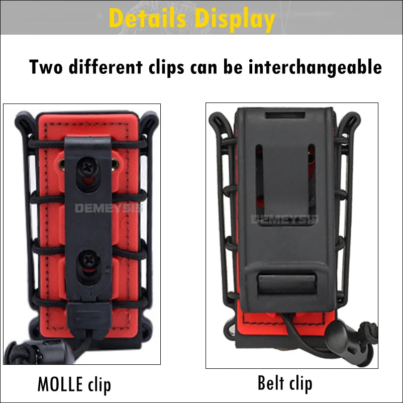 5.56mm & 7.62mm Tactical Fast Mag Pouch - MOLLE Belt Clip Soft Shell Rifle & 9mm Magazine Carrier