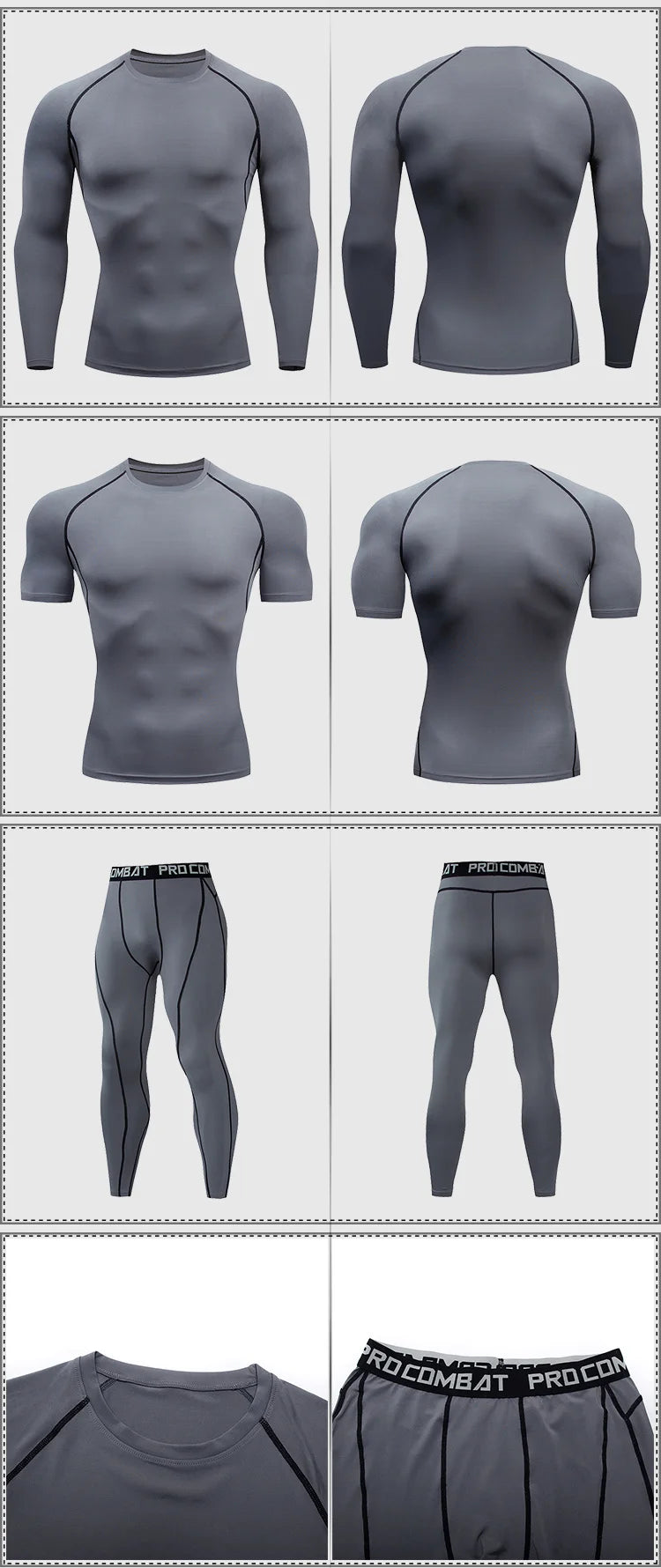 2-Piece Men’s Compression Sportswear Set — Gym, Yoga, Workout & Jogging Tracksuit