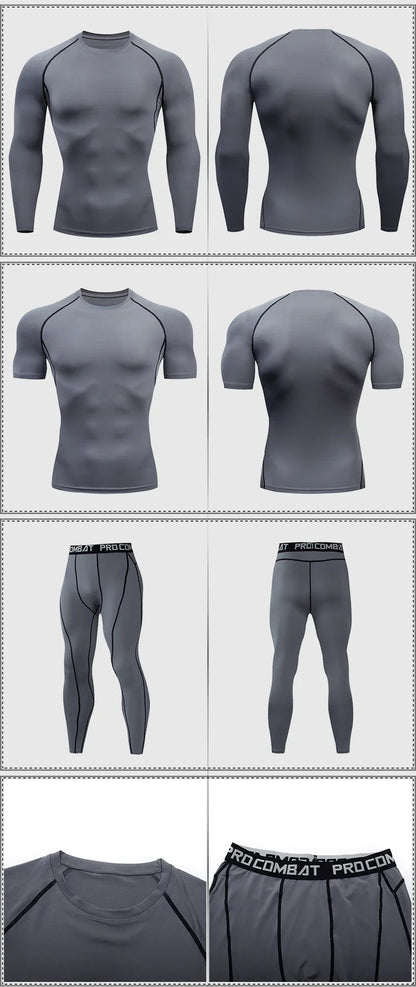 2-Piece Men’s Compression Sportswear Set — Gym, Yoga, Workout & Jogging Tracksuit