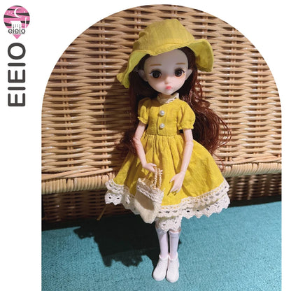 Slim 26cm BJD Doll for Girls – 13 Movable Joints with Princess Outfit, Blue Eyes & Eyelash Accessories