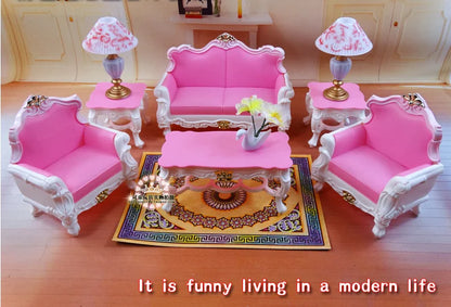 Barbie Doll Furniture Set – Miniature Playhouse Accessories for Fashion Dolls