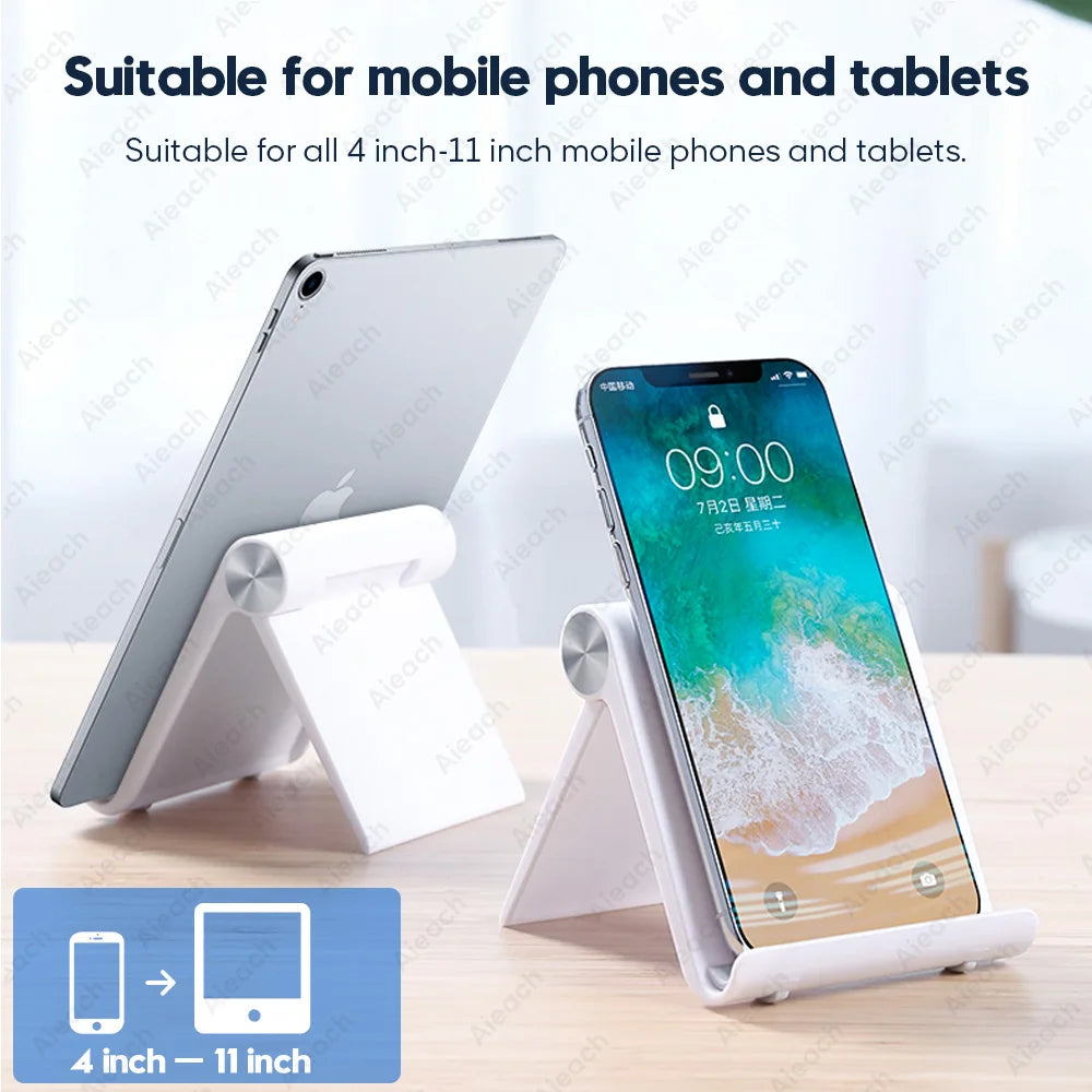 Adjustable Folding Tablet Stand: Desktop Holder for 7.9 to 11 inch Tablets - iPad, Xiaomi, Samsung, Mobile Phone Support