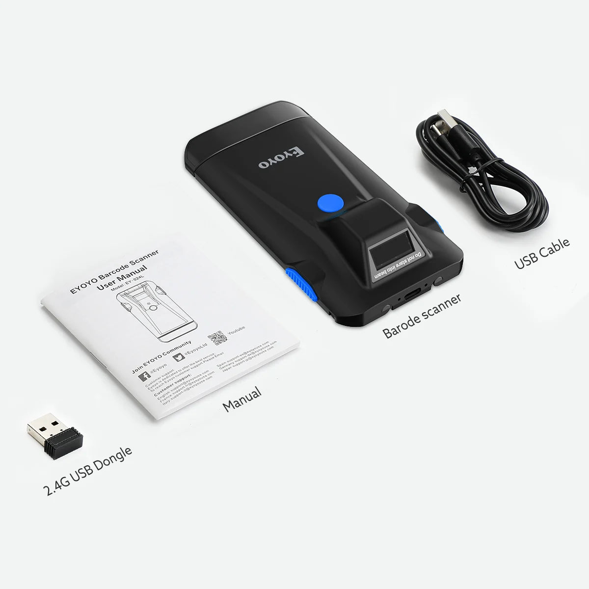 Eyoyo Bluetooth 2D Barcode Scanner - Portable 1D, 2D & QR Code Reader for Android and iOS