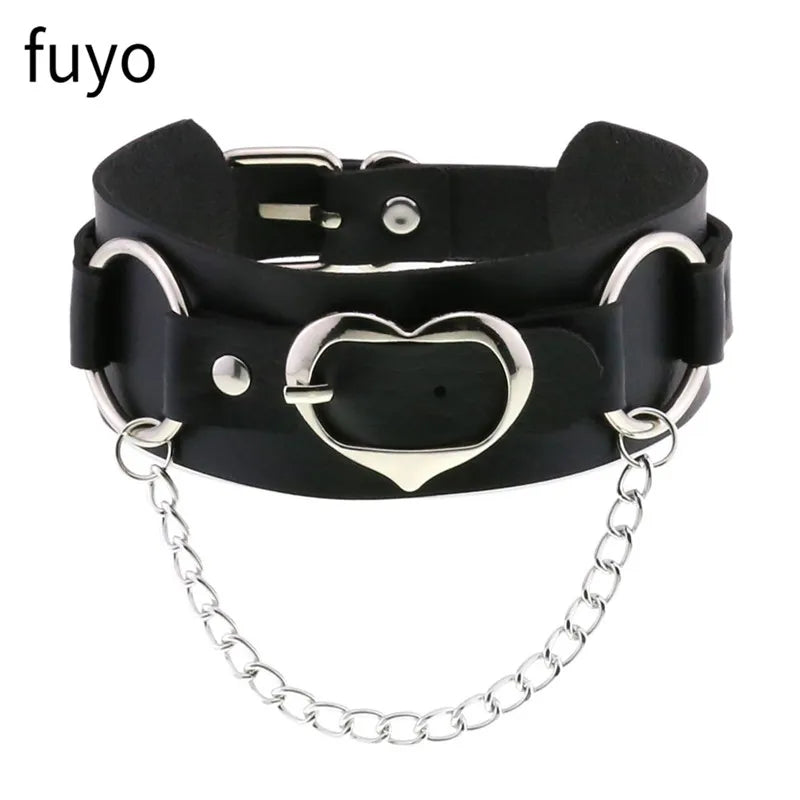 Black Cross Gothic Punk PU Leather Choker – Rock Necklace Jewelry for Women and Men