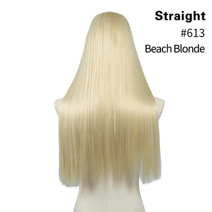 Synthetic U-Part Clip-in Hair Extensions – Long, Straight, Thick Blonde Hairpieces (16, 20, 24 Inch)
