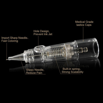 10PCS BIOMASER Disposable Tattoo Needles — Permanent Makeup Cartridges for Eyebrow & Lip, 1R/2R/3R/5R