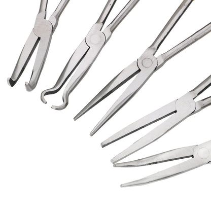 DIY Extra Long Nose Pliers – Straight & Bent Tip Mechanic Hand Tool for Car Maintenance, Spanner & Clip Removal Kit