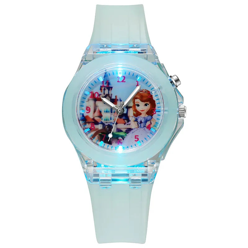 Disney Frozen Princess Kids Watch - Girls' Luminous LED Colorful Wristwatch for Students & Ladies