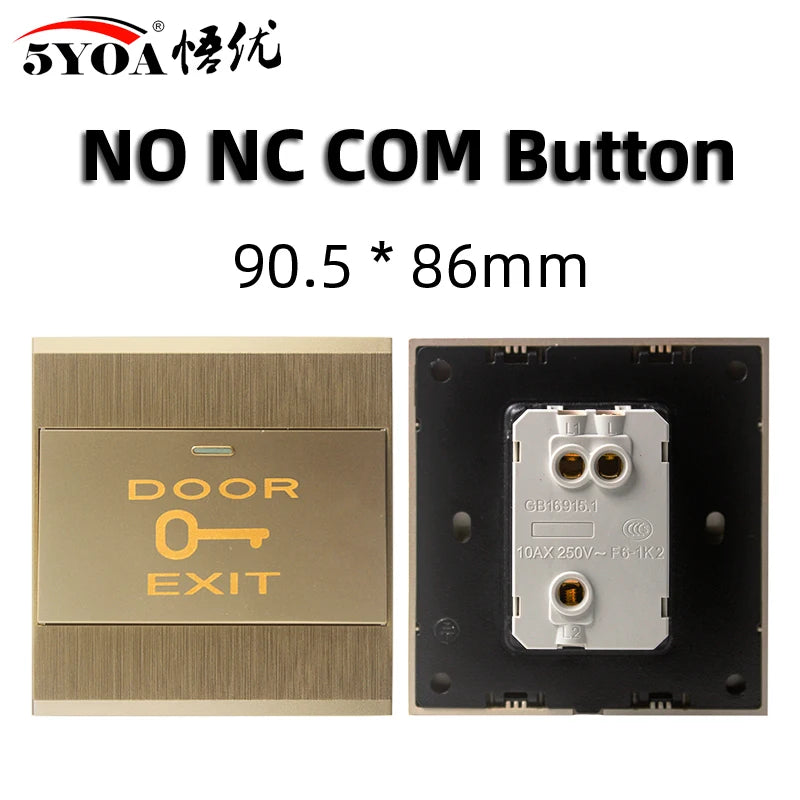 Door Exit Push Button Release Switch - LED Light for Access Control System | NO COM NC Touch Entry Opener