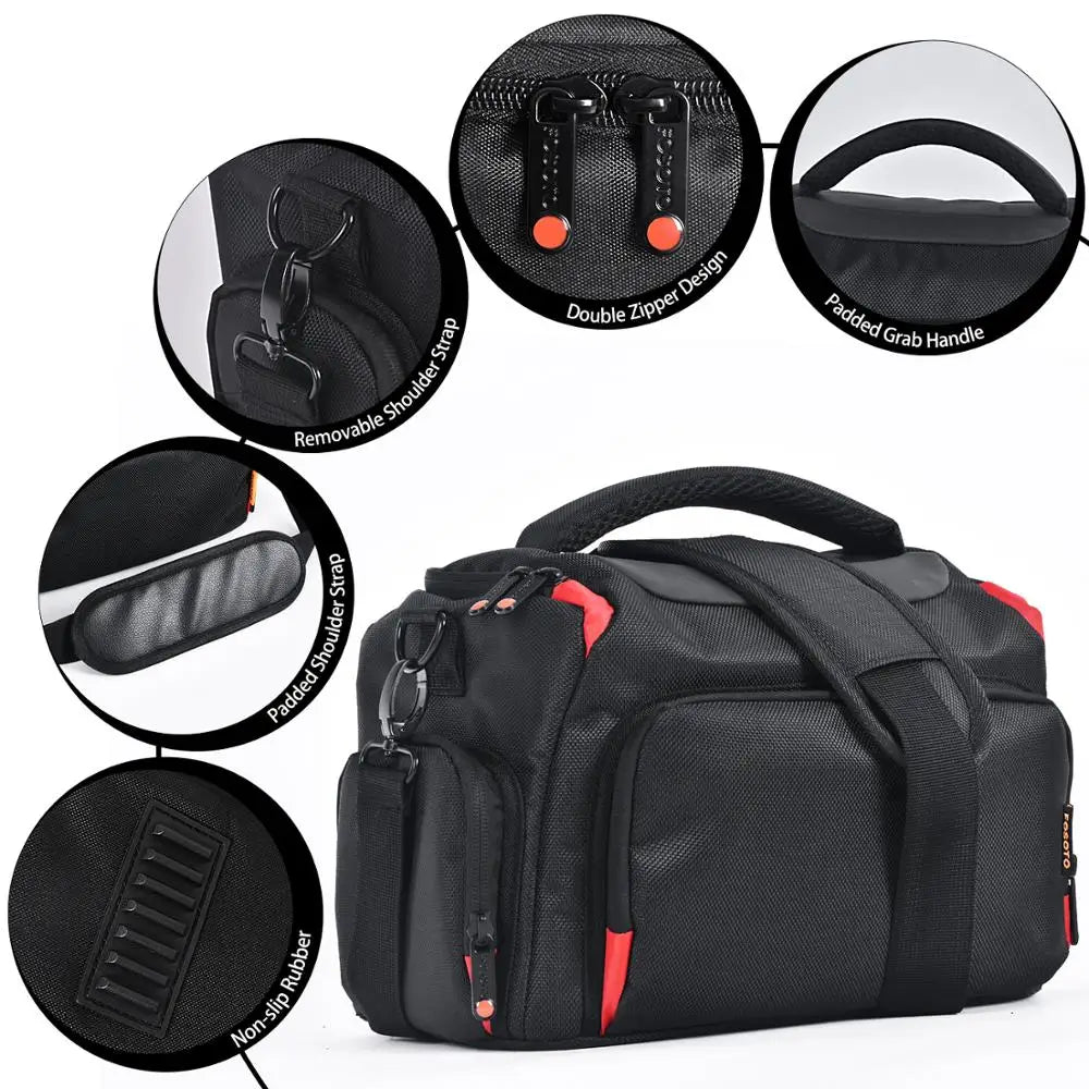 FOSOTO Waterproof DSLR Camera Shoulder Bag – Professional Case for Canon, Nikon, Sony, Video & Lens Storage