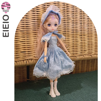 Slim 26cm BJD Doll for Girls – 13 Movable Joints with Princess Outfit, Blue Eyes & Eyelash Accessories