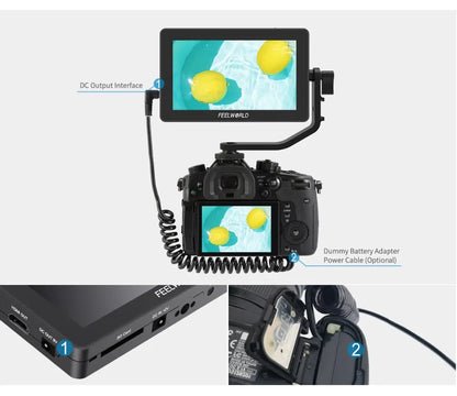 FEELWORLD F6 PLUS V2 6" DSLR Camera Field Monitor – 3D LUT, Touchscreen IPS, 1920x1080 FHD, 4K Support, Focus Assist