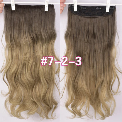 DinDong 32" Clip-In Hair Extensions — 210G Synthetic Wavy, Heat Resistant, 613# Blonde & 19 Colors